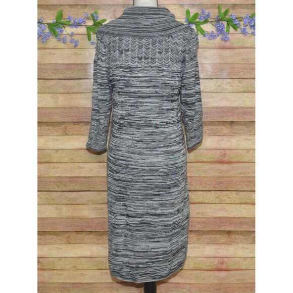 Sandra Darren Ladies Gray Cowl Neck Sweater Midi Dress Size L Comfy Warm Casual - Picture 7 of 11